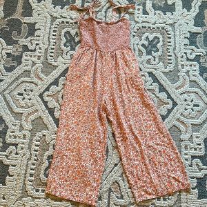Hollister size small romper/jumpsuit with tie sleeve orange floral
